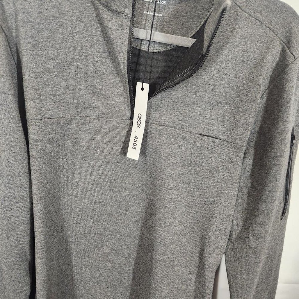 NWT ASOS 4505 icon muscle fit training sweatshirt with 1/4 zip in Charcoal Gray‎ - Picture 7 of 9